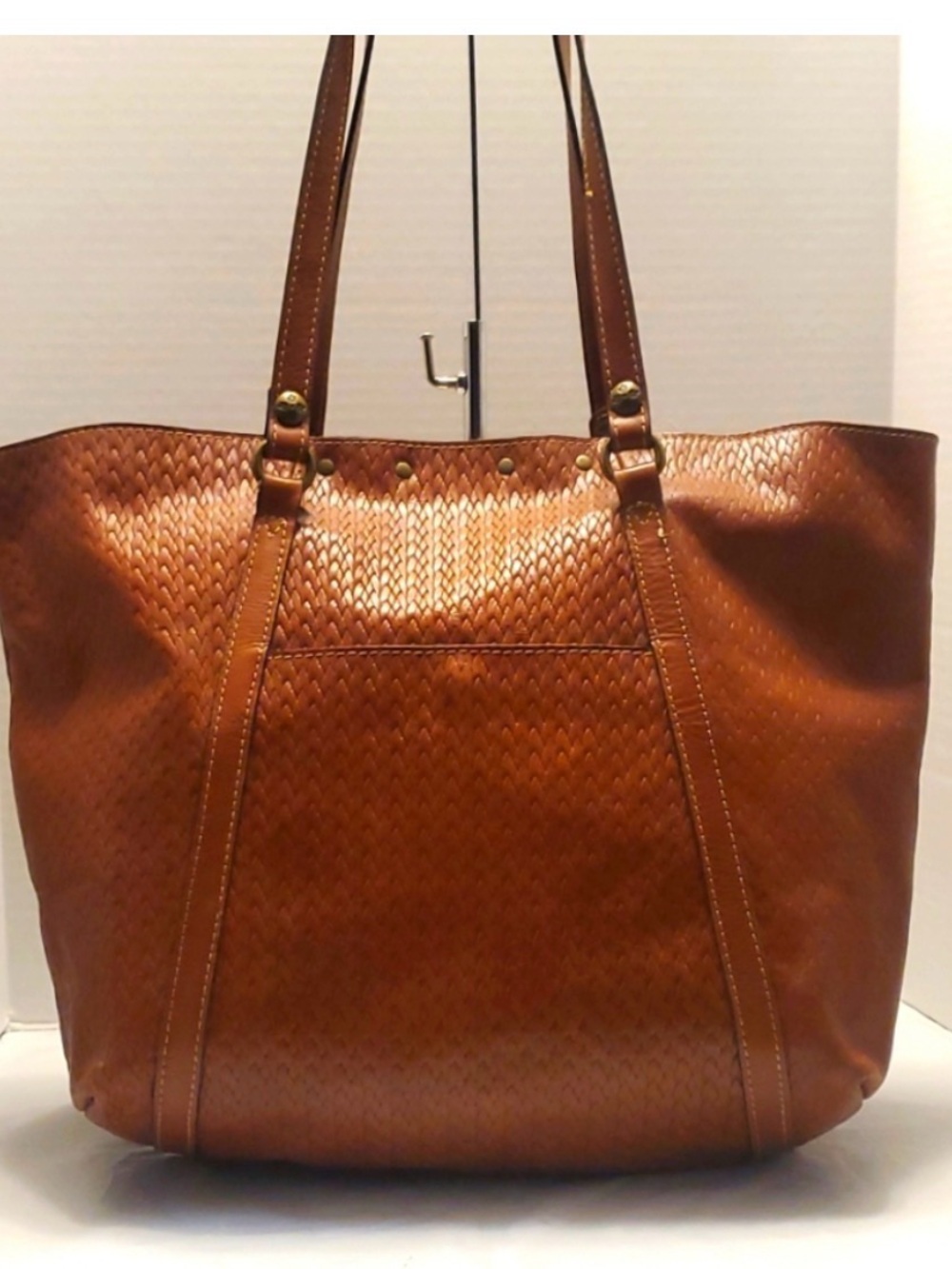 Patricia Nash Cognac Woven Leather Tote